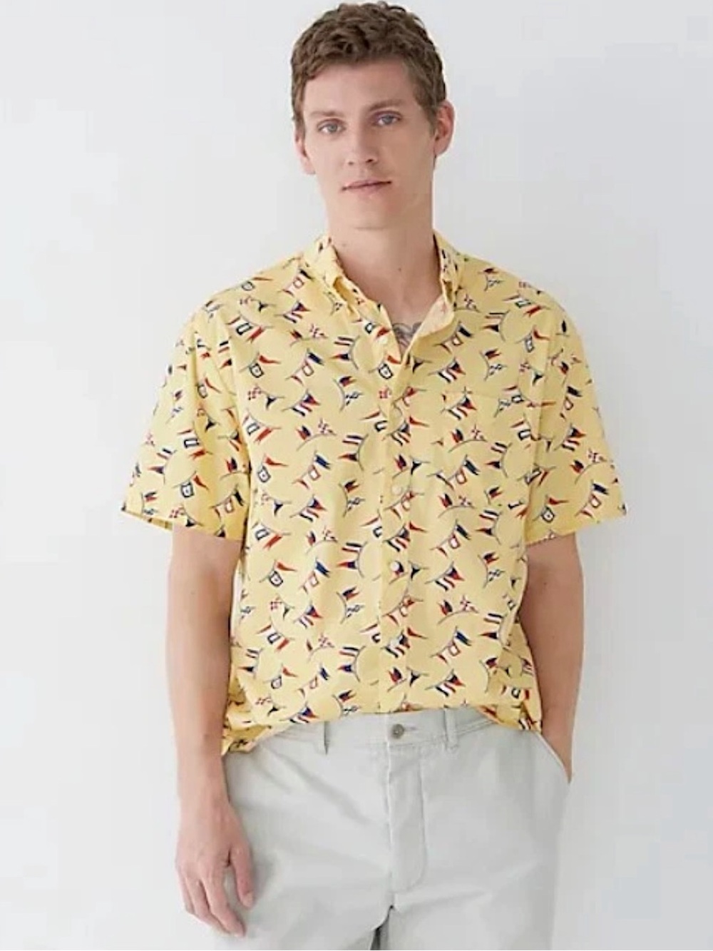 J. Crew Secret Wash Flag Printed Button Down Shirt